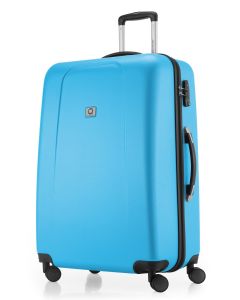 Hauptstadtkoffer Wedding large suitcase in cyan blue with four wheels and telescopic handle