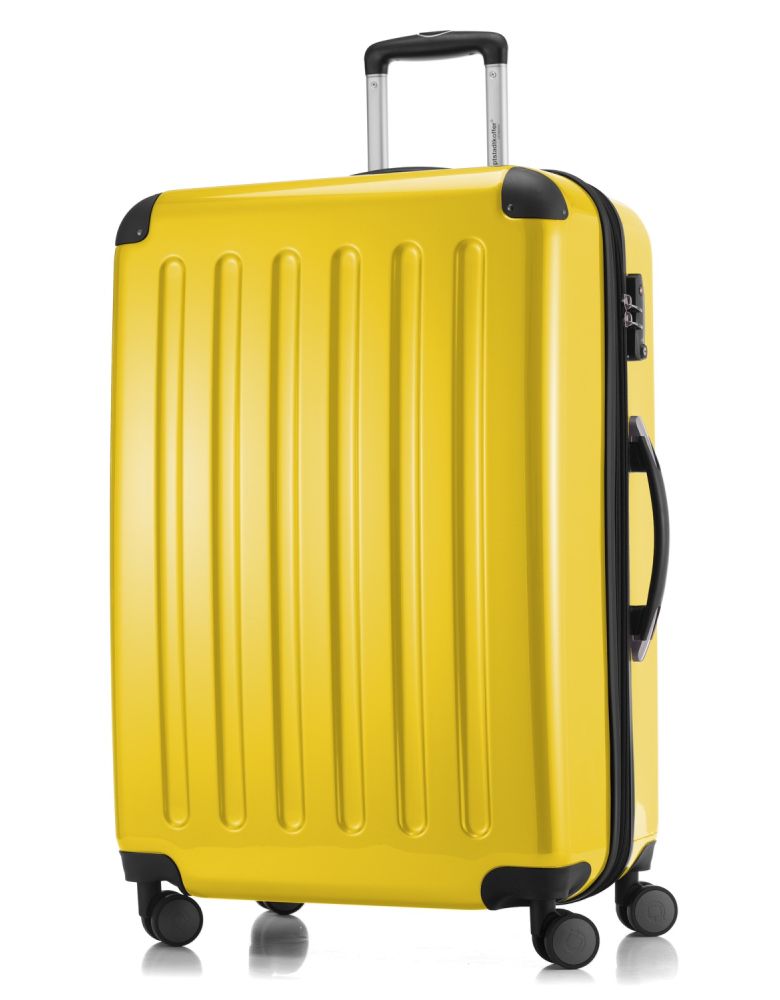 Alex - Hard-side Luggage Yellow Glossy, TSA, 75 cm, 119 Liter
