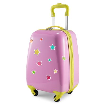 Personalisiert Kinderkoffer Mit Hartschale – Schmetterling Design In Blau-Rosa, 55x40x20 Cm Handgepäck