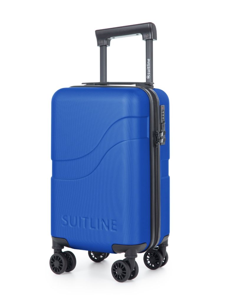 Suitline Clix-Lite Trolley sous siège en Bleu foncé avec quatre roulettes et poignée télescopique