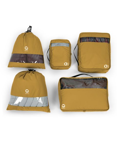 Hauptstadtkoffer 5-teiliges Organizer-Set in Herbstgold mit transparenten Sichtfenstern