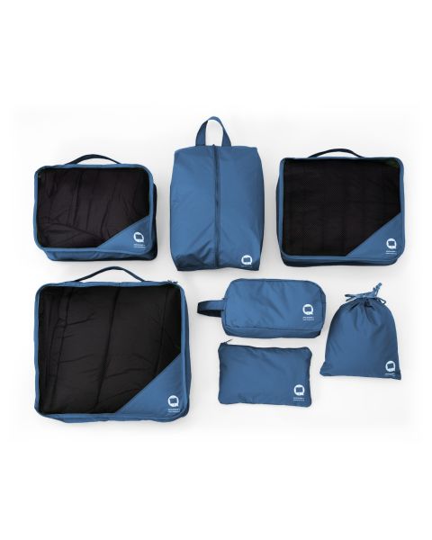 Hauptstadtkoffer 7-teiliges Organizer-Set in Dunkelblau mit Netzfächern und Beutel