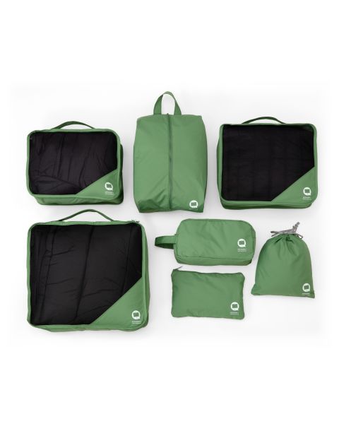 Hauptstadtkoffer 7-teiliges Organizer-Set in Grün mit mehreren Packtaschen und Beutel