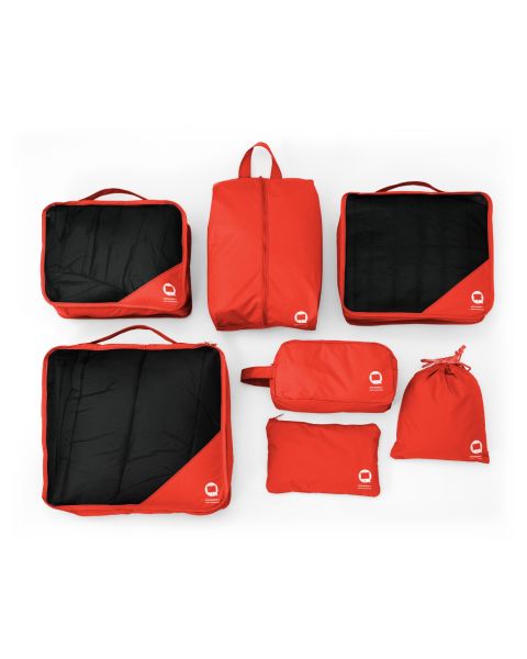 Hauptstadtkoffer 7-teiliges Organizer-Set in Orange mit mehreren Packtaschen und Beutel