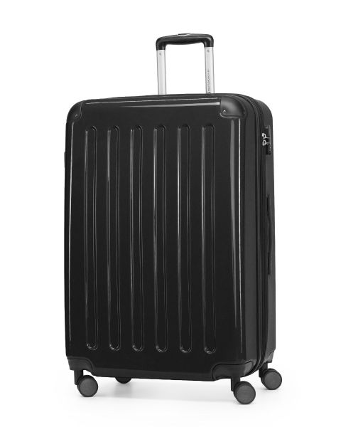 Alex - Maleta rígida negra brillante, TSA, 75 cm, 119 litros