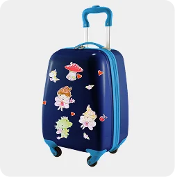 Blauer Kinderkoffer mit bunten Motiven von Hauptstadtkoffer – Link zur Kategorie Kindergepäck